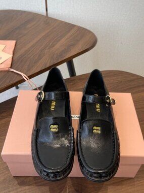 Women's Miu Miu Black Flat Dance Shoes EU 36